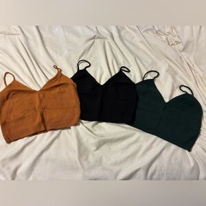 SHEIN Women's Crop Tops - Tan, Black, and Green